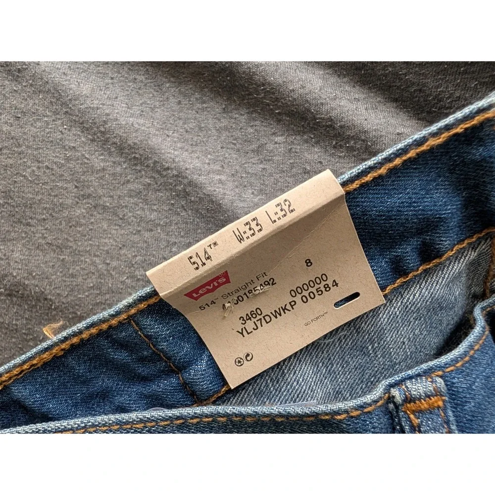 Levis 514 Straight Fit Mens Jeans 33x32 Medium Wash Blue Denim 005140487